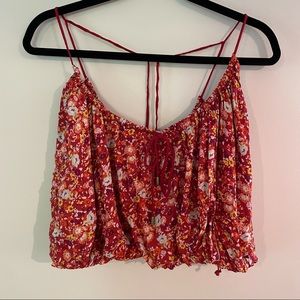 Medium Free People orange floral crop top